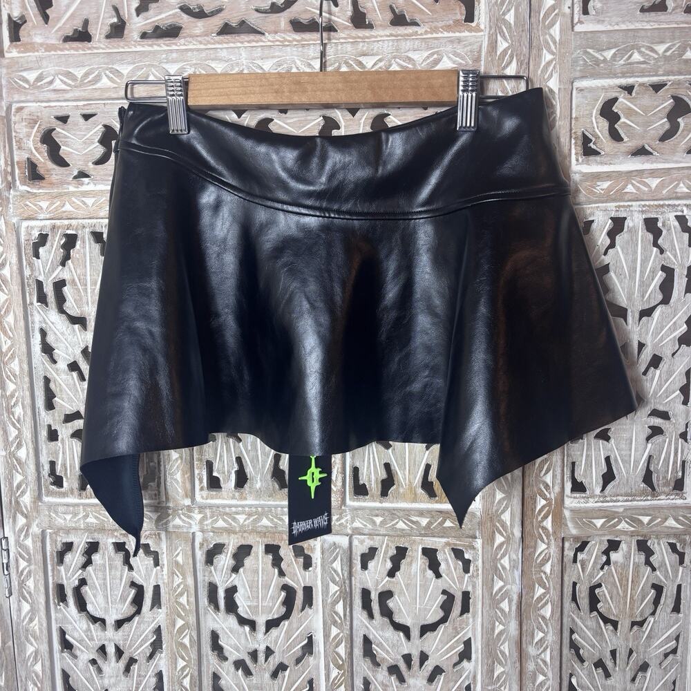 Dolls Kill EGO Vegan Leather Handkerchief Skirt Black Sz M Gothic Grunge Emo - Picture 6 of 8